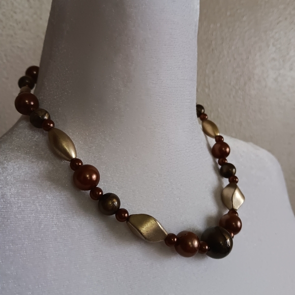 Other - Unisex Surf Skater Boho Plastic Bead Choker, Earthy Brown Beachy Necklace